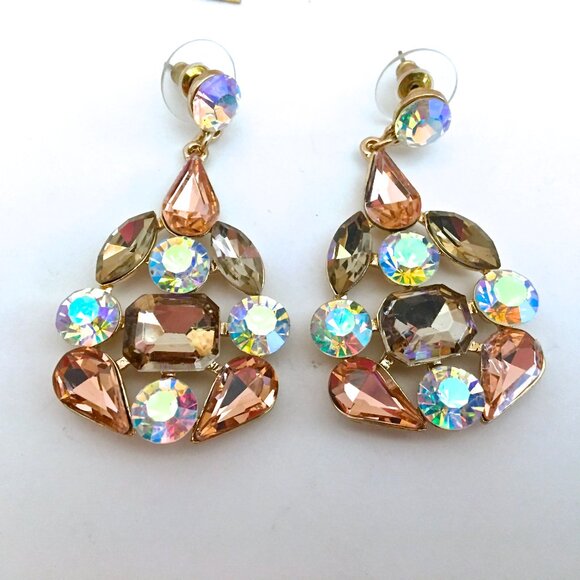 Rhinestone Necklace Pierced Dangle Earrings NEW from Greece - Picture 2 of 14